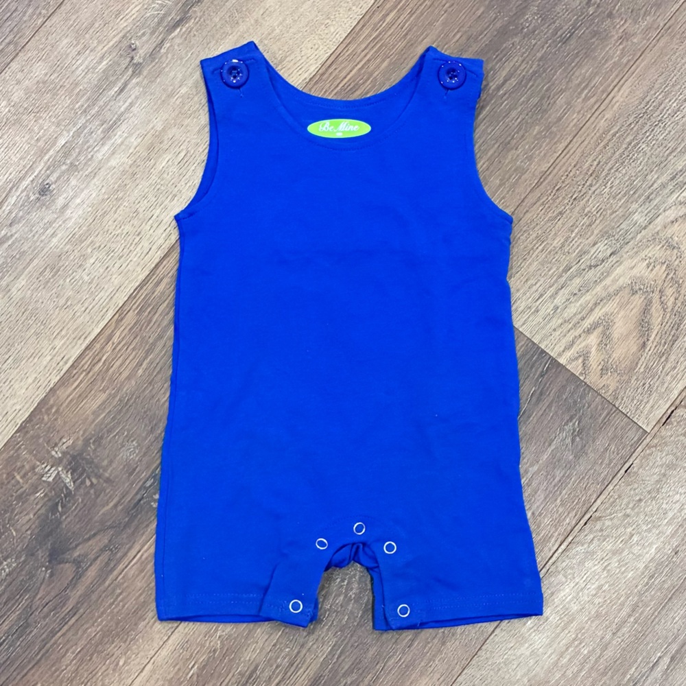 NWOT Be Mine Blue Sleeveless Romper Jon Jon One-Piece Onesie 6m